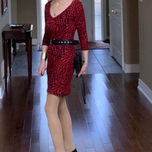 RED/BLACK GIORGIO DI MARE MINI V-NECK DRESS-SIZE S - NEW WITHOUT TAGS